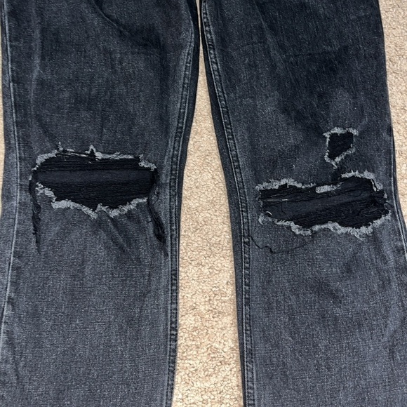 Abercrombie & Fitch Ankle Straight Ultra High Rise Distressed Jeans Black 31 12R - Picture 6 of 11